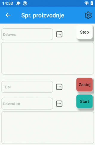 Monitoring Saop Proizvodnja: vnos dela preko mobilne naprave